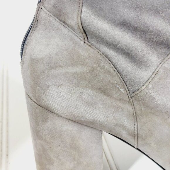 Cole Haan Darcia Gray Leather Back Zipper Block Heel Over the Knee Boots H609 - Picture 7 of 13